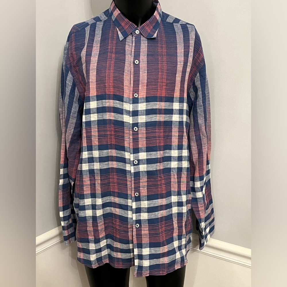 Tommy Bahama linen blend men’s long sleeve button font shirt size XL
